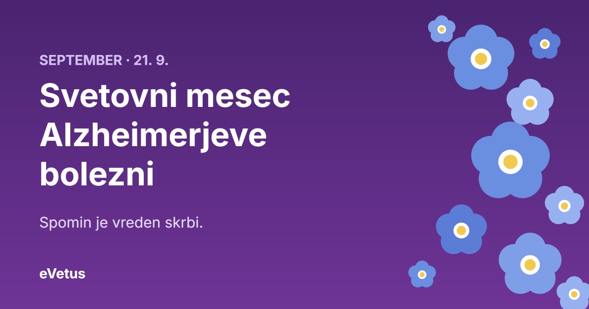Svetovni mesec Alzheimerjeve bolezni – spominčice na vijolični podlagi